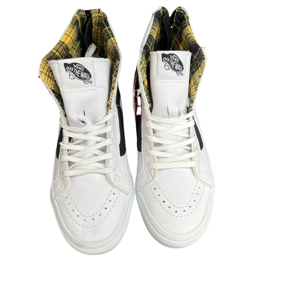 Vans - SK8-Hi sneakers White Plaid Yellow Inside Lace Up New W Sz 5